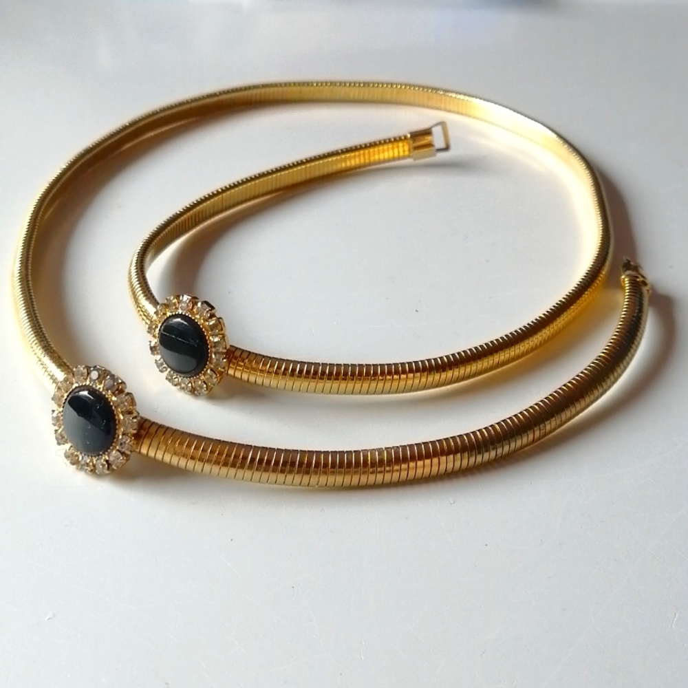 Vintage Belt Goldplated Flexible Stretch Rhinestone Omega Rare Find